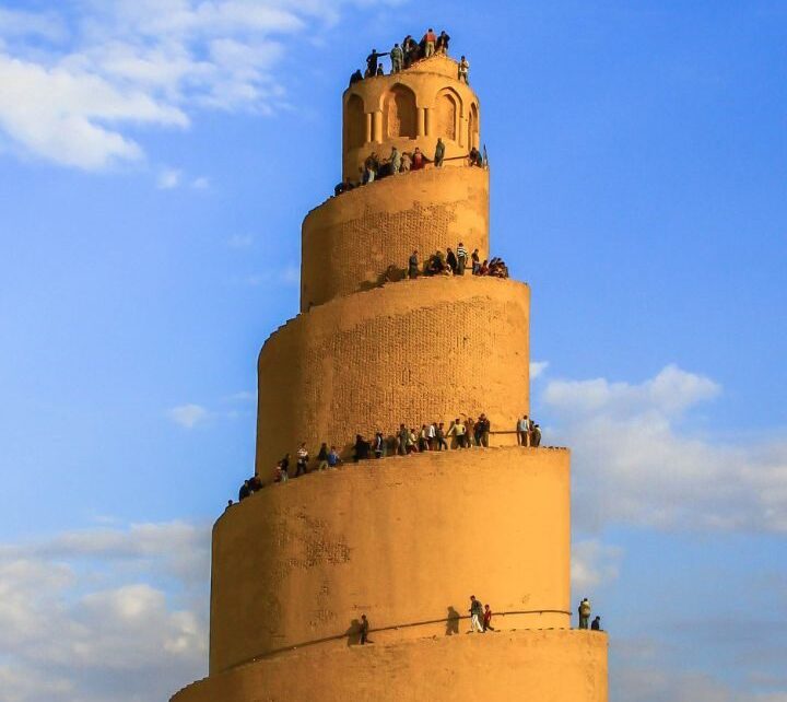 The Spiral Minaret of the Great Mosque of Samarra, an iconic 9th-century Abbasid monument and UNESCO World Heritage Site in Iraq.